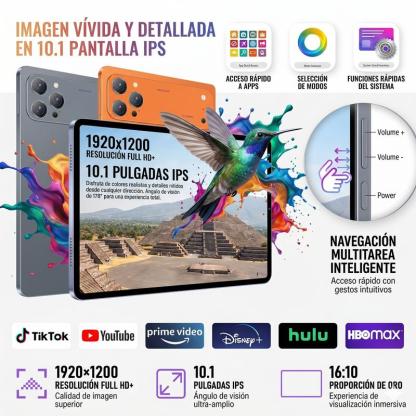 Tablet 10.1\" Android 15 Rendimiento Fluido | Octa-Core | 16GB+256GB | Pantalla HD | 10000mAh | WiFi 5G | Accesorios Incluidos