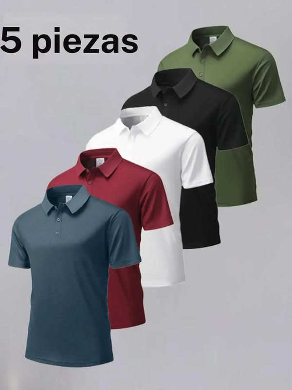 Polo casual ligero de verano para hombre (paquete de 5 unidades) 