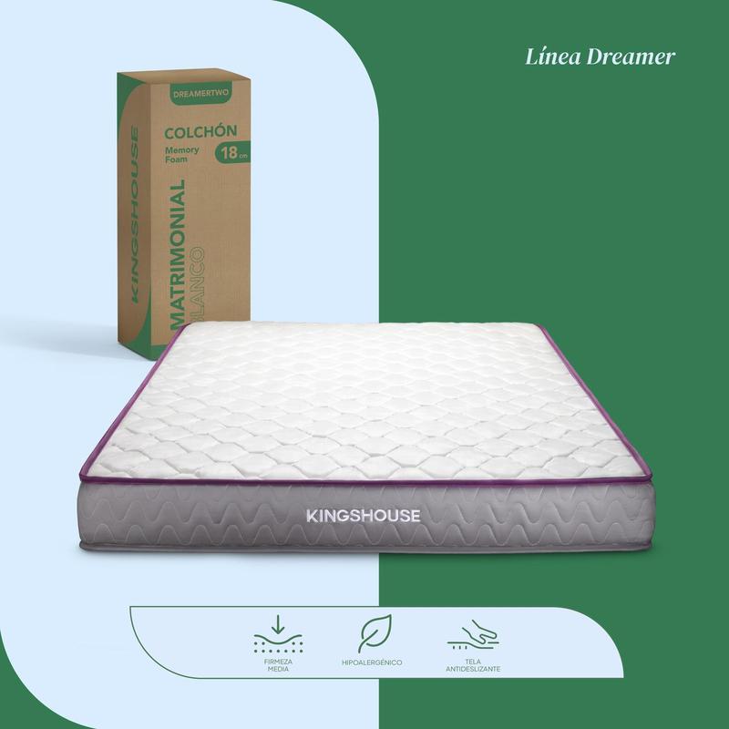 Colchón Matrimonial Kingshouse | Memory Foam 18cm | En Caja