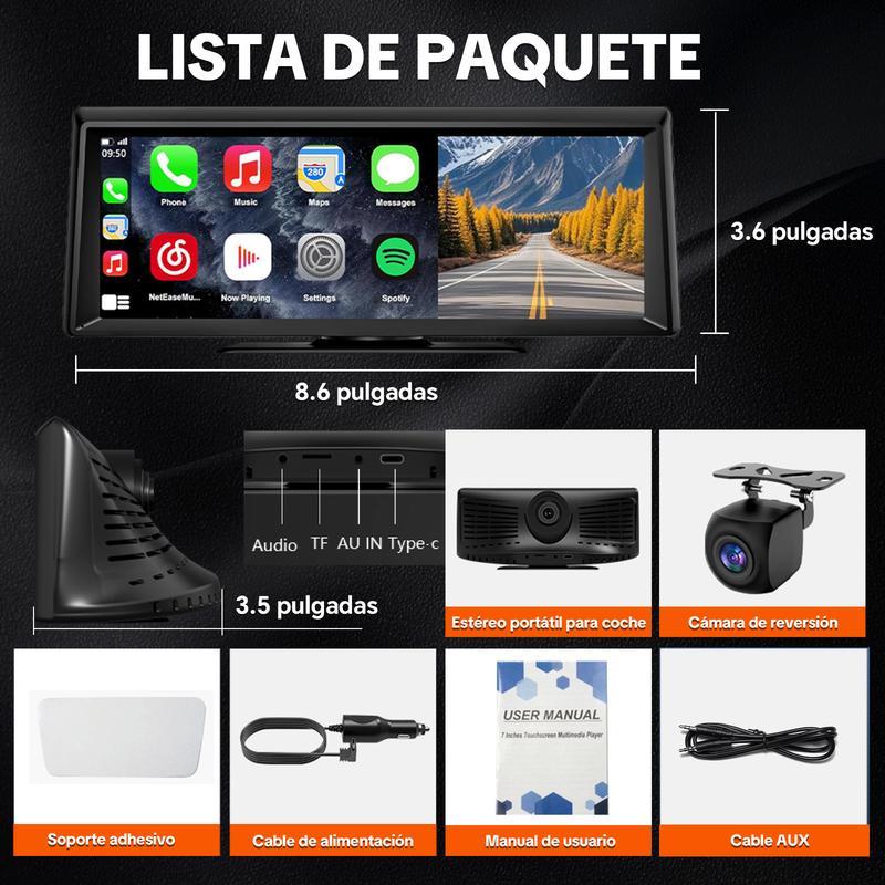 【HiEHA】2026 Carplay InaláMbrico y Android Auto, Pantalla TáCtil de 8,14\" 2k Frontal + 1080p Trasera Dash Cam, Gps y Bluetooth, Control por Voz, Unidad Principal Carplay para Facilitar la Conducción