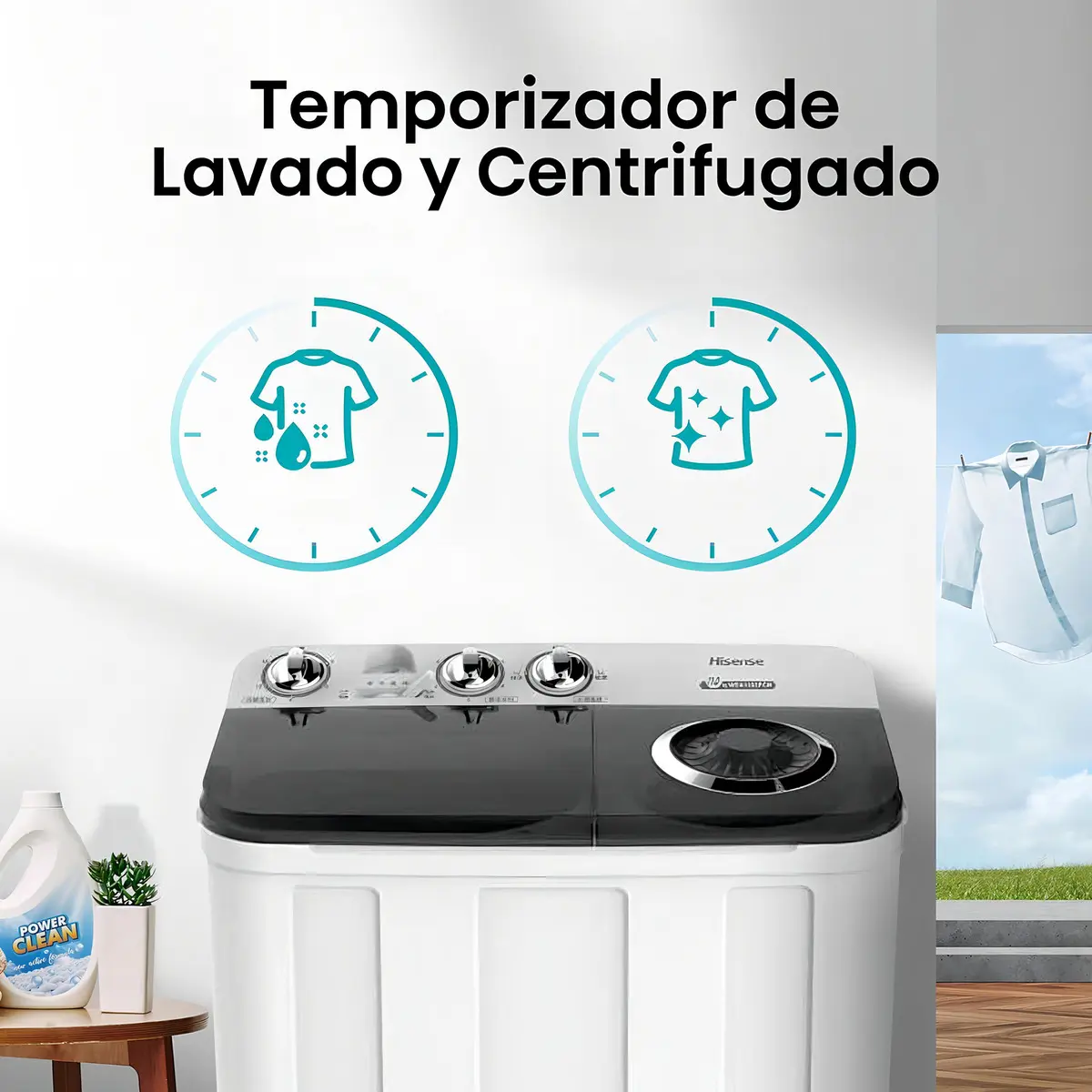 Hisense WSA1102PCN Lavadora semiautomática doble tina 11 kg