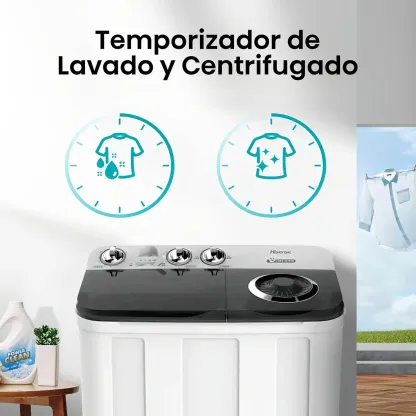 Hisense WSA1102PCN Lavadora semiautomática doble tina 11 kg