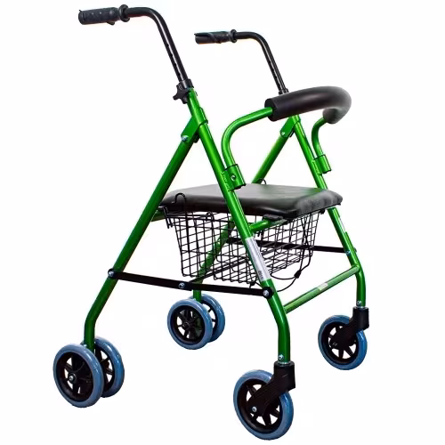   andador para ancianos     y plegable aluminio con asiento cesta verde Detalles del producto 0