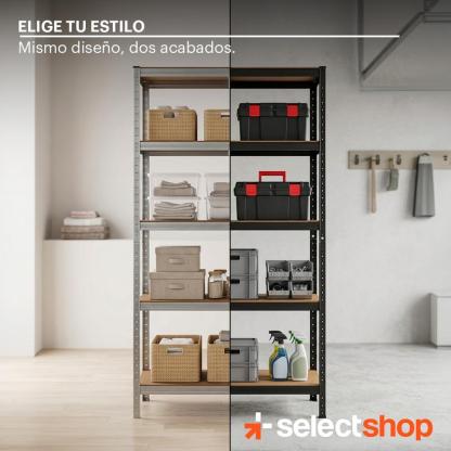 Rack Estante Metálico Mueble Organizador Gabinete Anaquel 5 Niveles Multifuncional 2 en 1 Selectshop