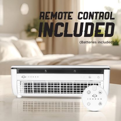 IceBox Ventilador de niebla de enfriamiento, cable USB-C, tanque de 8.8 oz/8.8 fl oz, IBCF200W | Small Portable Fan with Evaporative Humidifier, For Desk or Wall Mount, 3 Speeds, Battery or USB-C Operation, Remote