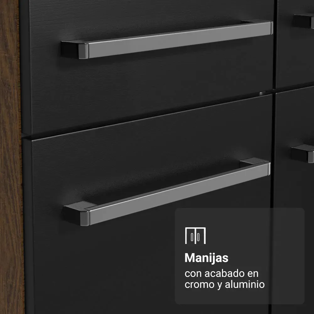 Cocina Integral Completa Emilly Pop 229 cm 2 Marrón Negro Madesa GREM229002