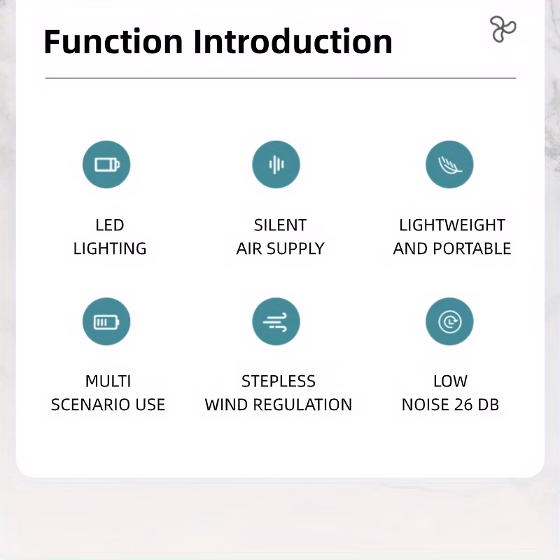 ventilador port&aacute;til para camping   con luz led de   ajustable, equipado con gancho, recargable por usb, bater&iacute;a incorporada de 7800mah para una duraci&oacute;n prolongada.   ventilador de refrigeraci&oacute;n para exteriores   &aacute;ngulos ajustables de  &deg; y control de velocidad  . Detalles del producto 8