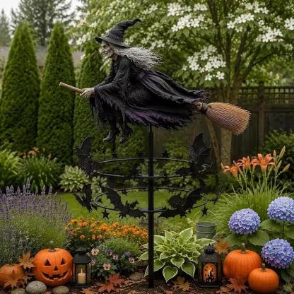 Oferta de temporada: estaca para jardín con molinillo de viento de murciélago de bruja de Halloween, decoración exterior lúdica y espeluznante para el patio, decoración para fiestas durante las festividades