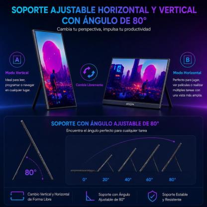 【Precio de liquidación】ARZOPA Monitor portátil para juegos de 15.6 pulgadas y 60 Hz monitor portátil 100%sRGB 1080P FHD con HDR, ultra delgado, cuidado de los ojos, segunda pantalla externa para laptop PC PS5 Mac