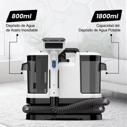 Aspiradora Lava Alfombra Tapicería De Inyección Succión 600w 18000pa, Máquina De Limpieza De Telas Para Sofá, Alfombra, Cortina Y Cama, Cepillo Profundo, Doble Tanque De Agua Blanco