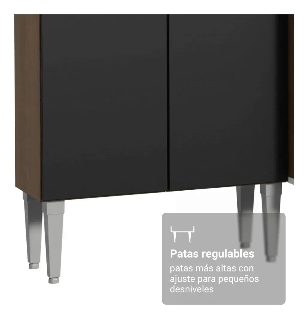 Cocina Integral Completa Emilly Pop 229 cm 2 Marrón Negro Madesa GREM229002