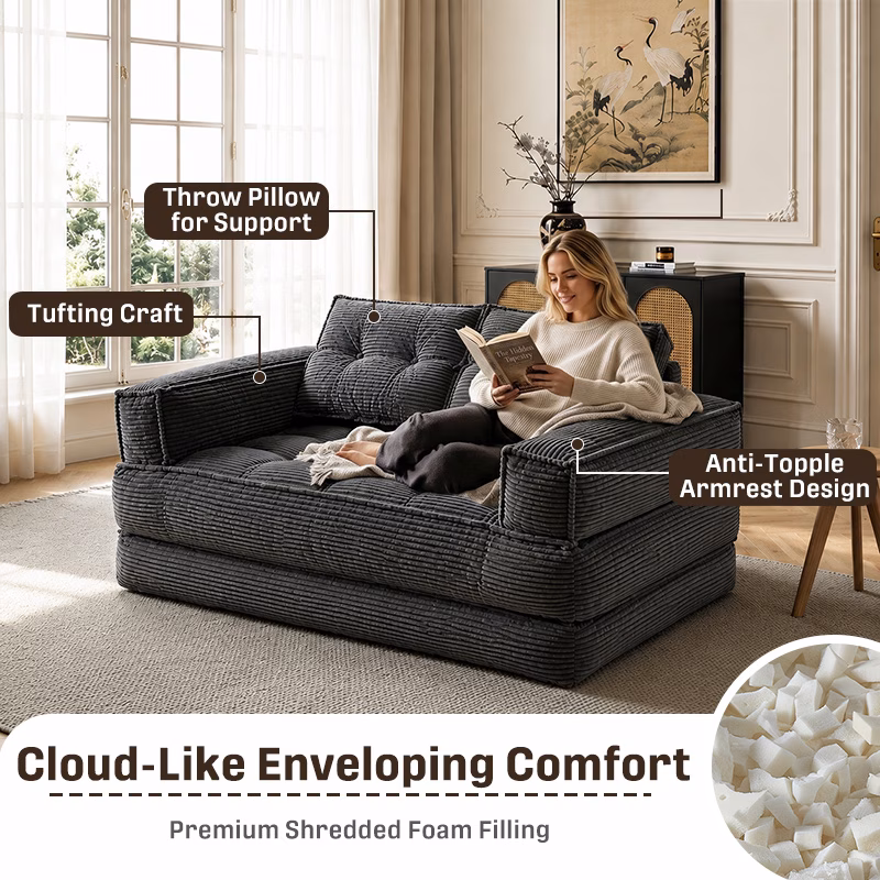sof&aacute; de   plazas tapizado plegable y convertible, sof&aacute; de asiento  , sof&aacute; cama   de suelo relleno de esponja, sill&oacute;n de  , sof&aacute; cama para   de   reducido, dormitorio  ,   peque&ntilde;a,   para descansar,  , leer o echar una   | Detalles del producto 3