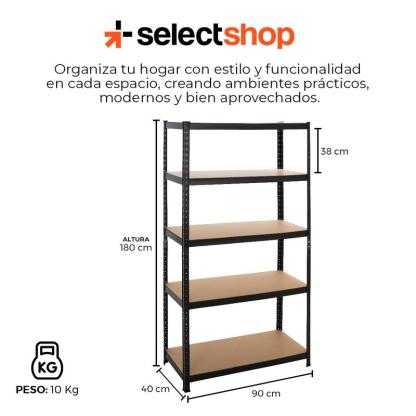 Rack Estante Metálico Mueble Organizador Gabinete Anaquel 5 Niveles Multifuncional 2 en 1 Selectshop