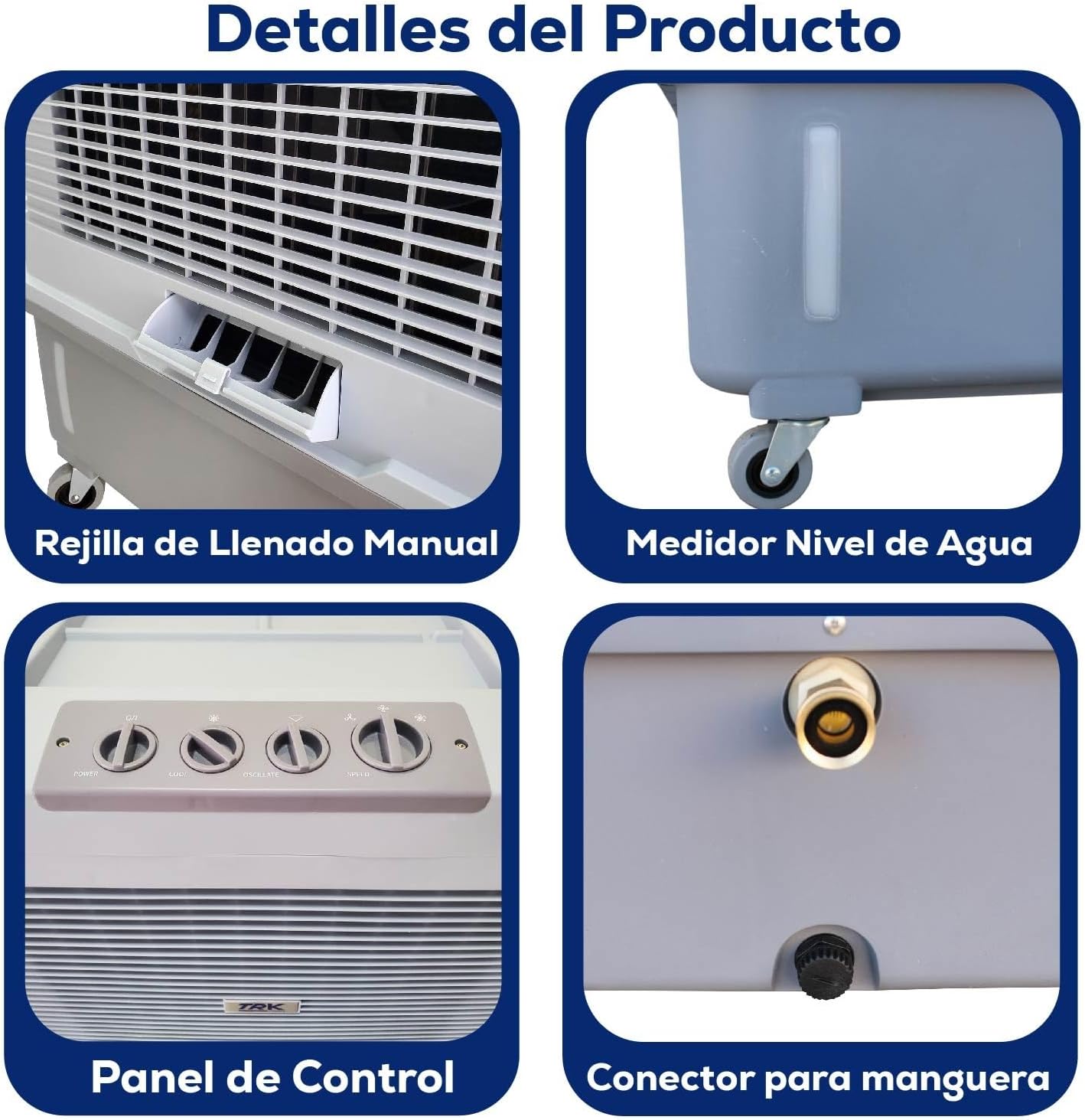TRK Enfriador Evaporativo Industrial Portátil 60 Litros - Climatizador para Taller y Almacén - 450W