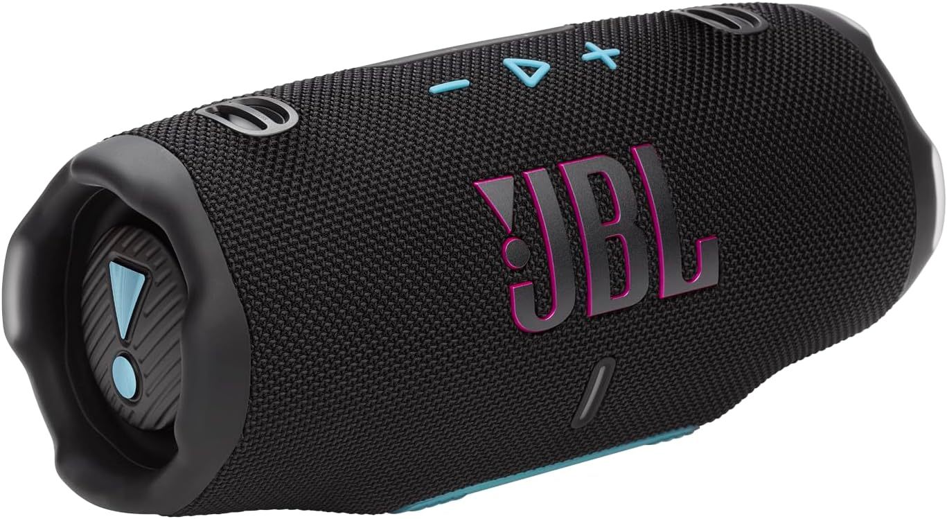 JBL Charge 6 - Portable Waterproof & Drop-Proof Bluetooth Speaker, Bold JBL Pro Sound with AI Sound Boost, 28Hrs of Playtime, Built-in powerbank & Comes with a Sturdy/Removable Carrying Strap (Black)