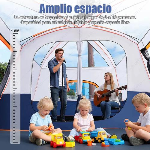 Casa Campaña VBELL 3.3*2.3*1.8m Tienda de Acampar para 8-10 Personas con 2 Habitaciones y Porche Expandible para Familias y Senderismo