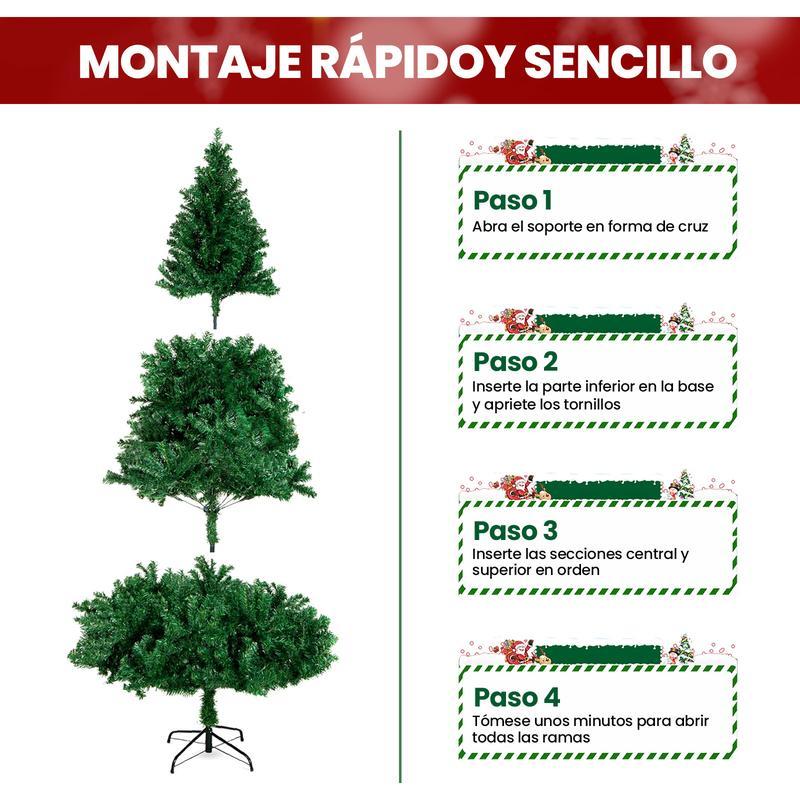  Árbol de Navidad | Pino Navideño | arbolito de Navidad Artificial Frondoso | Base de Metal | 1200 Ramas PVC | Decoración Navideña | mi arbol de navidad | pinos de navidad grandes