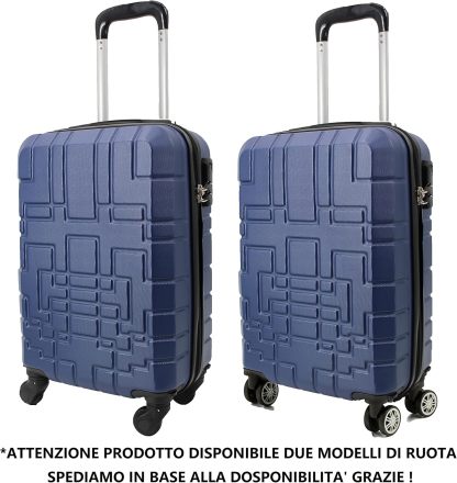 Maleta R.Leone EasyJet, 45 x 36 x 20 cm, ABS, 4 ruedas autónomas (Azul, Maleta 611 50 x 33 x 20 cm)