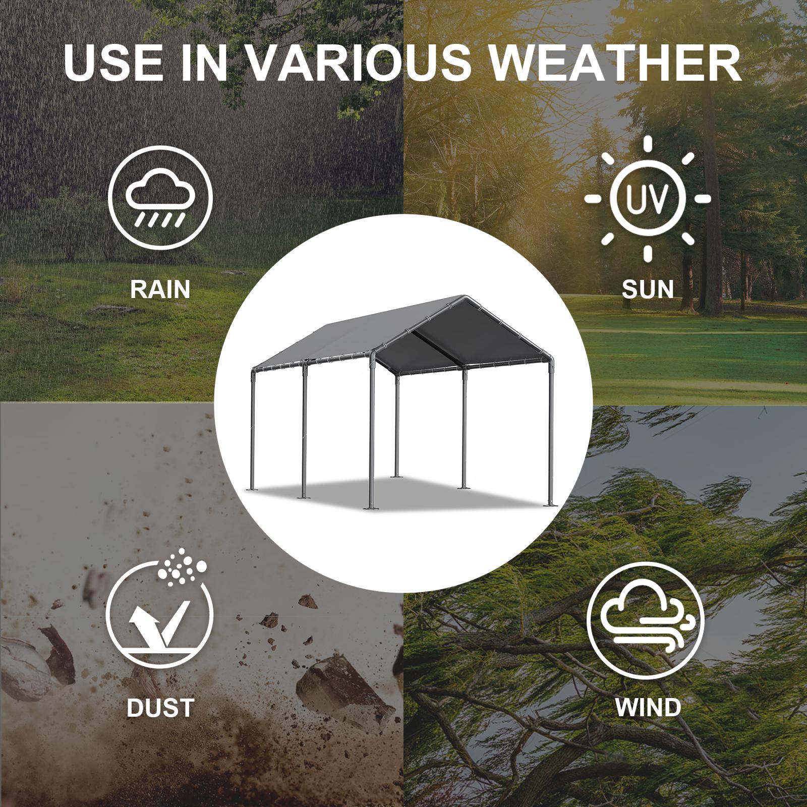 Grezone Outdoor Carport 10x20ft Heavy Duty Car Tent,Portable Garage Canopy Storage Shed,Car Shelter,All-Season Tarp Tent for Car,Party Boats Wind Protection,High Temperature Resistant,summerwins,outdoorfurnitureset summerwins,home decor,camping essentials