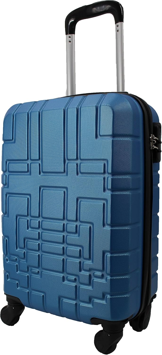 Maleta R.Leone EasyJet, 45 x 36 x 20 cm, ABS, 4 ruedas autónomas (Azul, Maleta 611 50 x 33 x 20 cm)