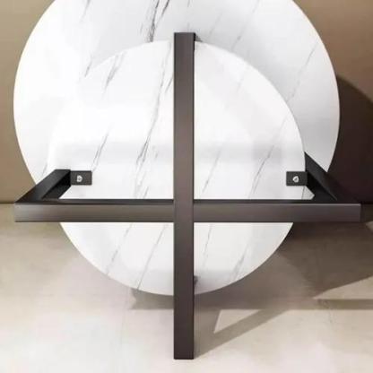 Mesa De Centro Auxiliar Minimalista Redonda Para Sala De Gri Marróny Negro