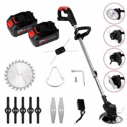 Desbrozadora Inalámbrica 21V – Dile Adiós a la Maleza en tu Jardín – Corta Césped, Hierba y Ramas – 2 Baterías de 3000mAh – 45 min de Autonomía – Ajustable 94-130cm – Cabezal 90° + Mango 360° – Regalo Perfecto para Papá o Jardineros – Verde o Negro