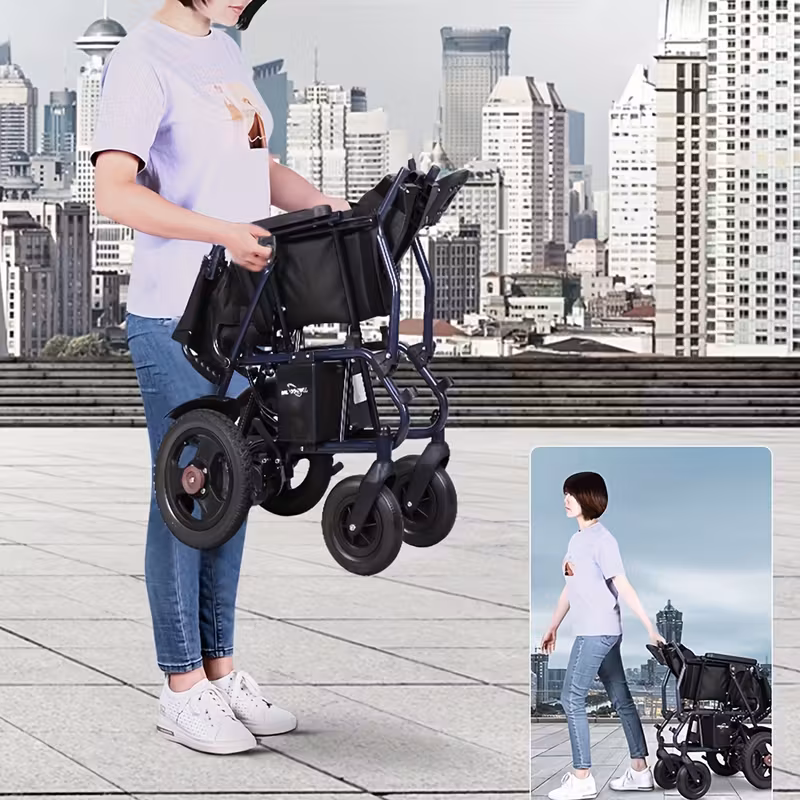 silla de ruedas el&eacute;ctrica para adultos 25kg 500w con motores dobles, plegable y  , silla de ruedas motorizada para   mayores con soporte de 120kg, silla de ruedas  , negra Detalles del producto 3