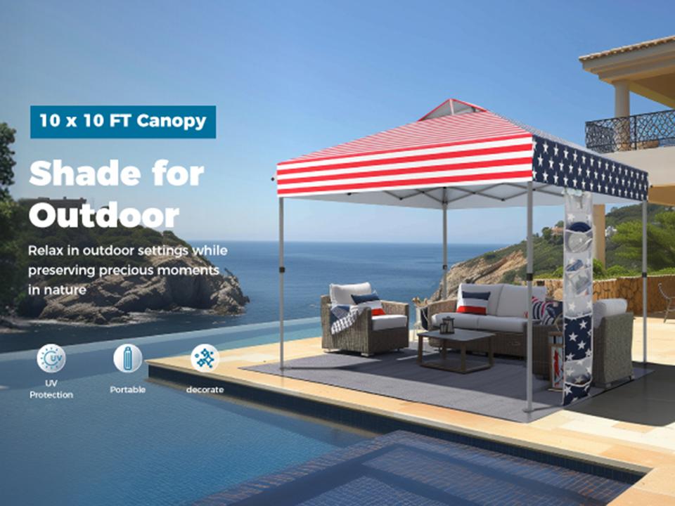 [Waterproof & UV-Resistant] PHIVILLA 10x10ft/12x12ft Pop-up Canopy Tent, Instant Portable Canopy Tent Outdoor Gazebo, One-Push-To-Lock Outdoor Gazebo with Roller Bag