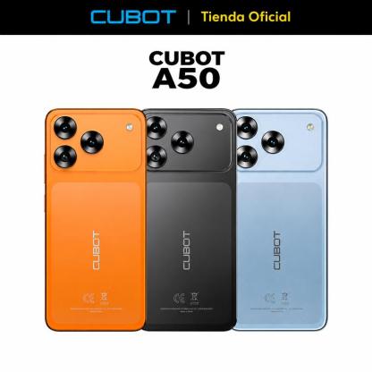 Cubot A50 Teléfono Inteligente Android 16" FHD 16GB RAM 128GB Almacenamiento 5000mAh Batería 48MP Cámara NFC Desbloqueo Facial Huella Lateral Doble SIM GPS Cuatro Satélites