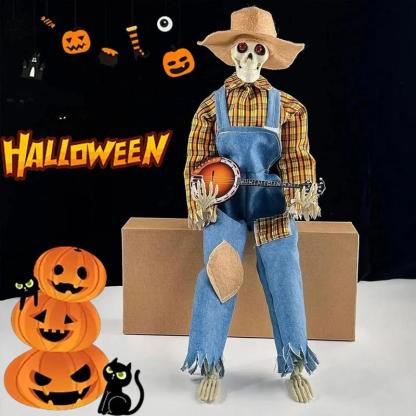 2 Esqueletos Decorativos de Halloween con Banjo, Colgantes para Porche, Patio, Jardín, Entrada, Fiesta Temática, Decoración del Hogar y Eventos de Halloween