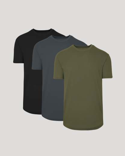 Classic Curved Hem Crew Neck 3-Pack