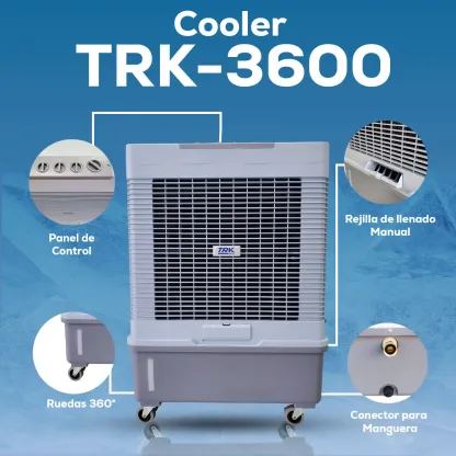 TRK Enfriador Evaporativo Industrial Portátil 60 Litros - Climatizador para Taller y Almacén - 450W