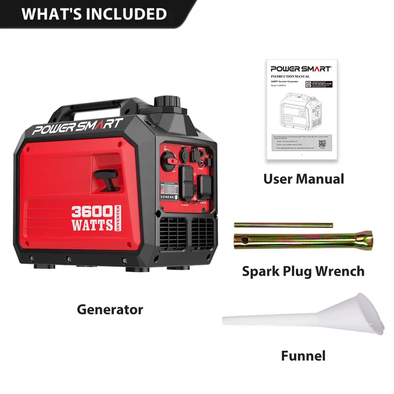 Generador inversor portátil silencioso PowerSmart 3600/4000 vatios, resistente a tormentas, para vehículos recreativos, toma de 30 A, conexión en paralelo, ideal para emergencias y acampadas, normativa EPA