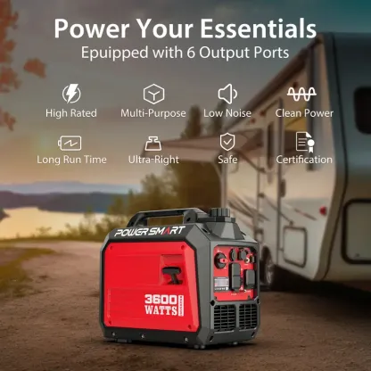 Generador inversor portátil silencioso PowerSmart 3600/4000 vatios, resistente a tormentas, para vehículos recreativos, toma de 30 A, conexión en paralelo, ideal para emergencias y acampadas, normativa EPA