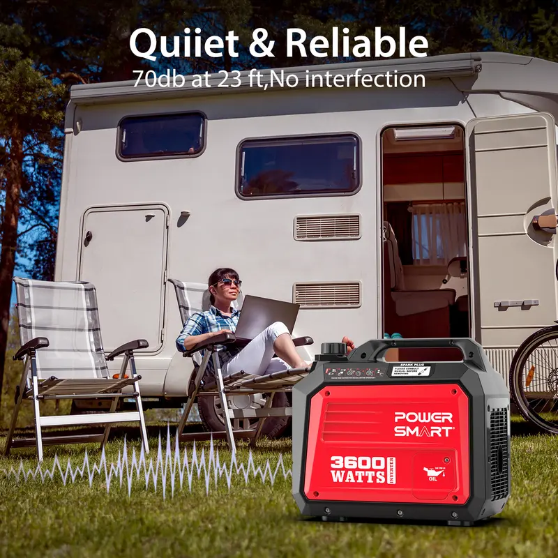 Generador inversor portátil silencioso PowerSmart 3600/4000 vatios, resistente a tormentas, para vehículos recreativos, toma de 30 A, conexión en paralelo, ideal para emergencias y acampadas, normativa EPA