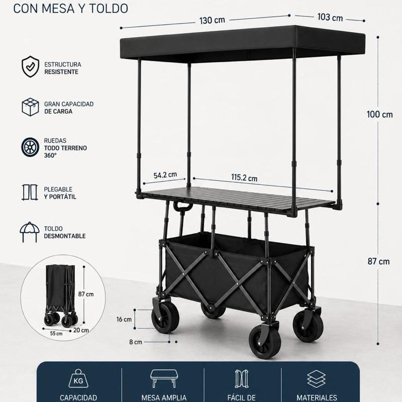 Carrito Multiusos Plegable con Toldo