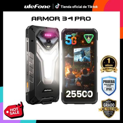 Celular con proyector integrado: Ulefone Armor 34 Pro convierte cualquier pared en cine. Ideal para ver películas en campamentos, presentar en obras o reuniones familiares.