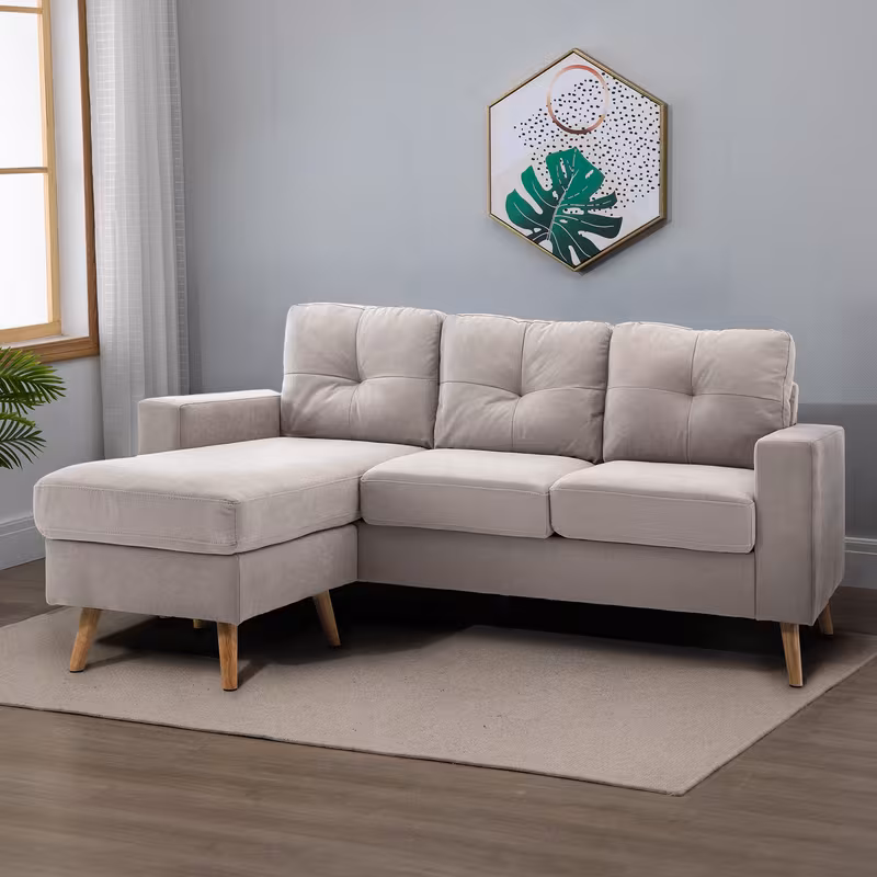 sofá de   de 3 plazas,   lino, chaise lounge reversible, 193x136x85 cm,     Detalles del producto 1
