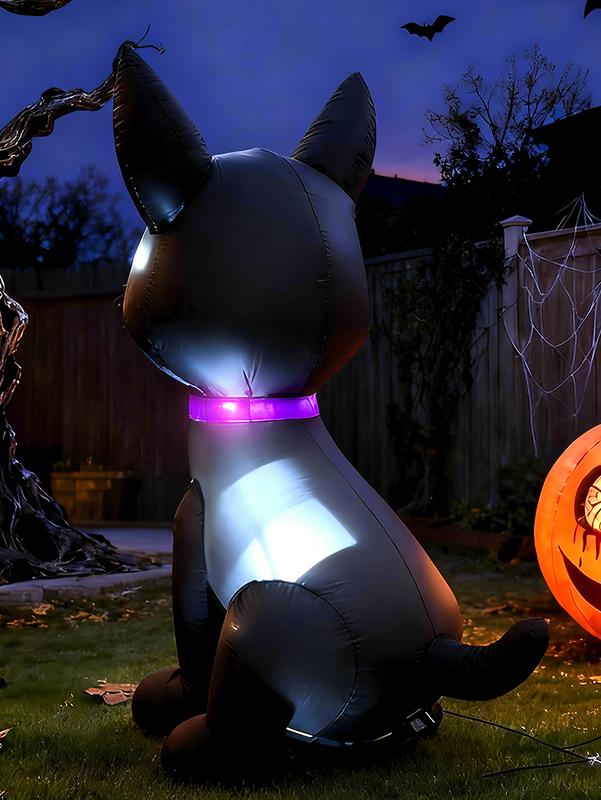 Decoración inflable de Halloween de 1.5 m, diseño de esqueleto de perro, luces led integradas para festividades, jardín, césped