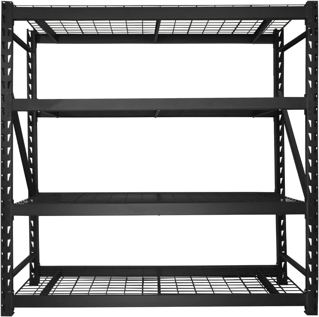 Rack & Pack Estante de Acero 4 Niveles 183 X 61 cm Organizador de Uso Rudo Soporta 2 Toneladas Anaqueles para Negocio Ajustable con 4 Repisas Estanteria Metalica Industrial Almacenamiento Color Negro