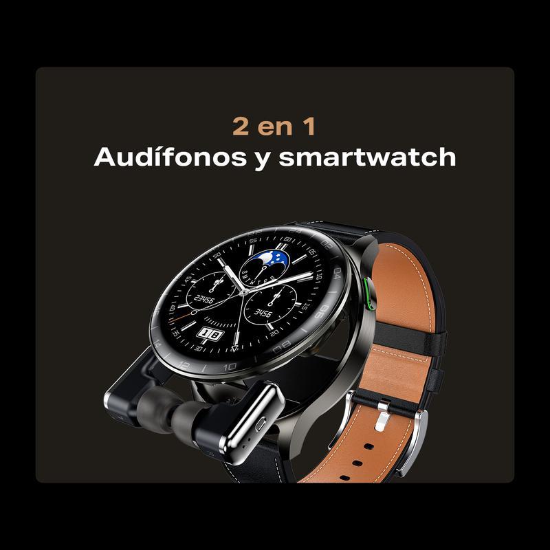 InfiniX XWATCH Pods – Reloj Inteligente con Audífonos Integrados, 2 en 1, Llamadas con Cancelación de Ruido por IA, Pantalla HD 1.39'', 100+ Modos Deportivos, Monitoreo de Salud (Ritmo Cardíaco, SpO2, Sueño), Cuerpo de Metal Premium
