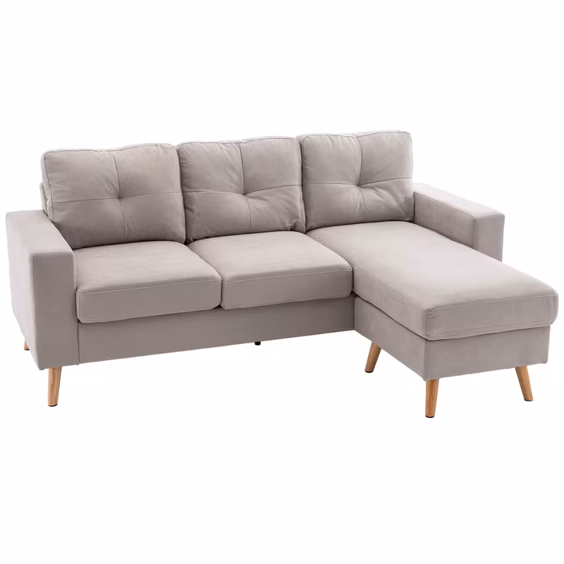 sofá de   de 3 plazas,   lino, chaise lounge reversible, 193x136x85 cm,     Detalles del producto 0
