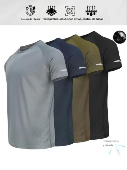 Camiseta informal de manga corta para hombre con diseño reflectante, top transpirable de verano para correr, gimnasio y entrenamiento deportivo, camiseta ajustada a rayas para uso diario al aire libre, ropa para exteriores