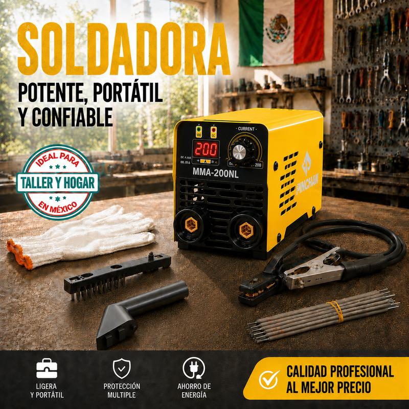 Soldadora Inverter Portátil MMA 110V, Tecnología IGBT, Pantalla Digital LED, Ligera, Función Antiadherente, Incluye Guantes, Ideal para Bricolaje y Reparación
