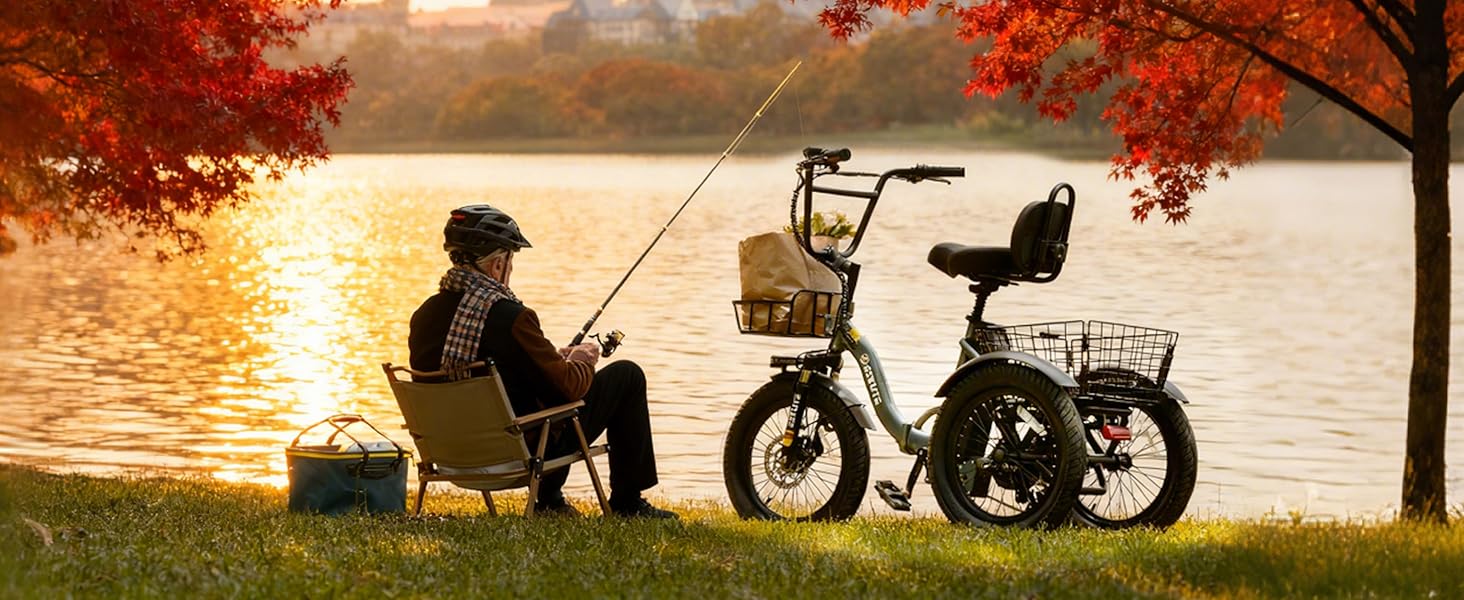 ESKUTE Cargo Bike for Adults, Foldable 3-Wheel Electric Trike with 1200W Motor, Fat Tires, Backrest Support, and Bike Handlebars, Ebikes For Adults, Pedal/Assist/Throt tiktokshopbacktoschool ESKUTE Cargo Bike for Adults, Foldable 3-Wheel Electric Trike with 1200W Motor, Fat Tires, Backrest Support, and Bike Handlebars, Ebikes For Adults, Pedal/Assist/Throt tiktokshopbacktoschool