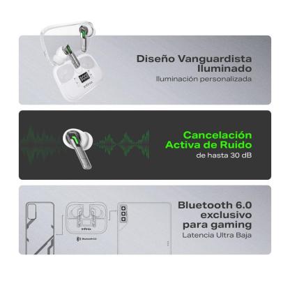 INFINIX GTBUDS 4/GTBUDS 5 Auriculares Inalámbricos Bluetooth con Cancelación Activa de Ruido 30 dB, ENC IA de 4 Micrófonos, Carga Rápida 10 Min = 2H, Hasta 34H de Batería- Mayo Venta Quincenal / Día de la Madre Campaign, Hot Sale x Mayo Venta Quincenal Ca