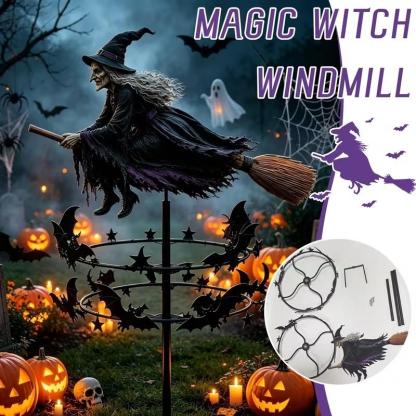 Oferta de temporada: estaca para jardín con molinillo de viento de murciélago de bruja de Halloween, decoración exterior lúdica y espeluznante para el patio, decoración para fiestas durante las festividades