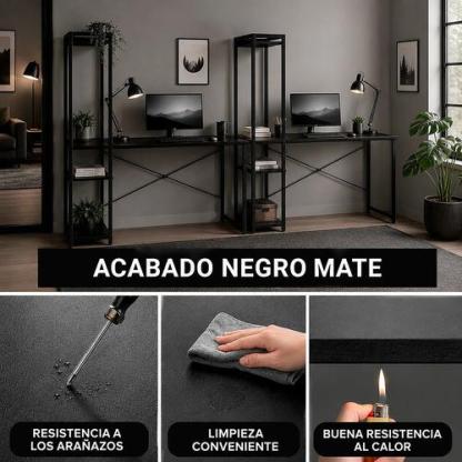 Houzer Escritorio de Oficina Metálico Gamer 120x60x140 cm | 2 Contactos Tomacorriente USB y USB-C | Soporta 160 kg | Ideal para Home Office y Estudio