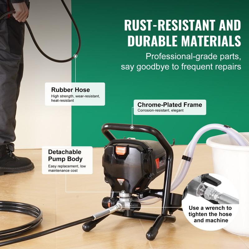 Pulverizador de pintura sin aire con soporte, 3000 PSI, 750 W, para interiores y exteriores del hogar, muebles y vallas, pulverizador de pintura manual con manguera