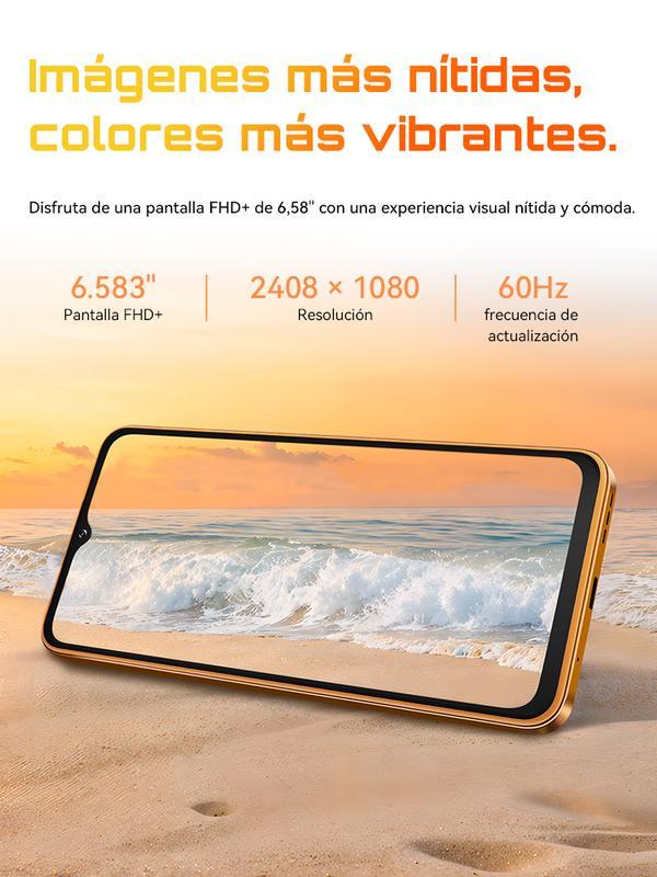 Cubot A50 Teléfono Inteligente Android 16" FHD 16GB RAM 128GB Almacenamiento 5000mAh Batería 48MP Cámara NFC Desbloqueo Facial Huella Lateral Doble SIM GPS Cuatro Satélites